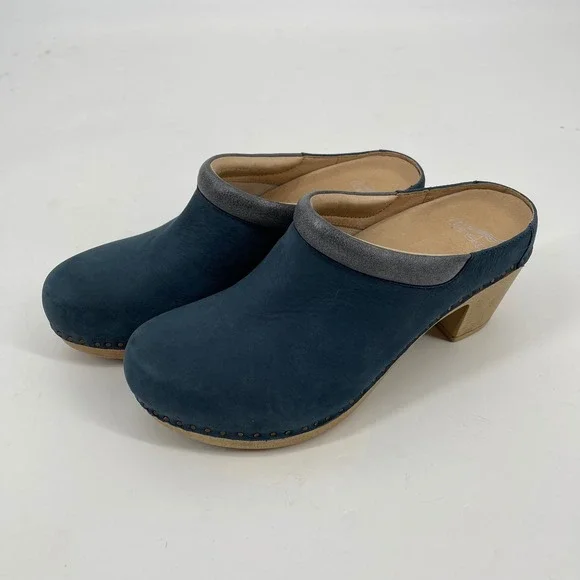 Dansko Navy and Beige Clogs - Picture 2 of 9
